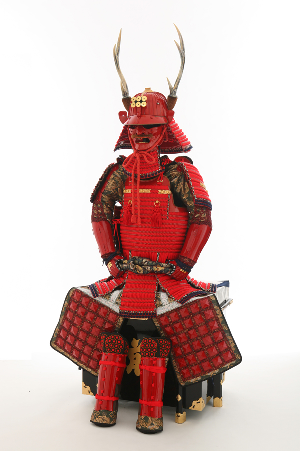 等身大赤備え鎧一式/赤塗龍文二枚胴独鈷文前立て兜/甲冑 鎧兜 着用可能