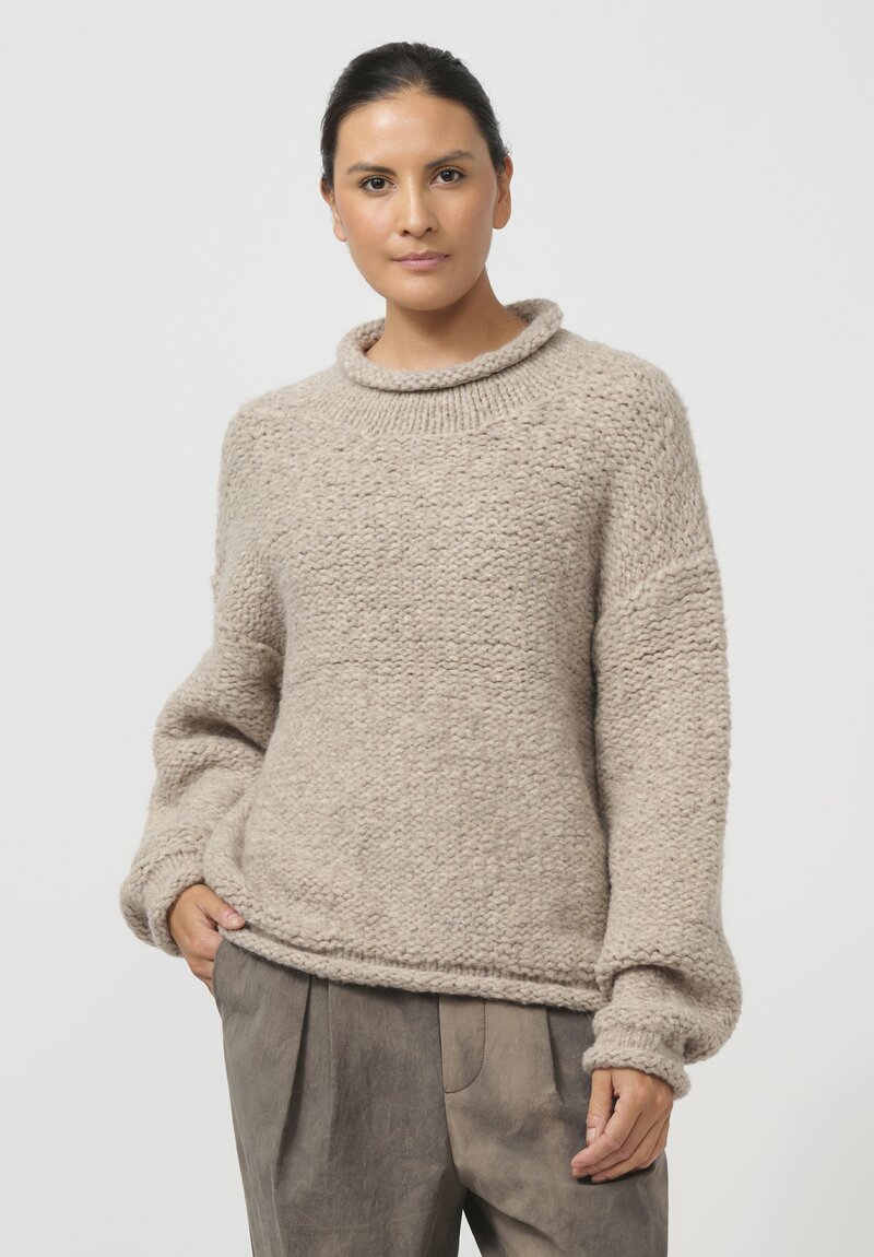 Lauren Manoogian Hand-Knit Baby Alpaca Rollneck Sweater in Dust