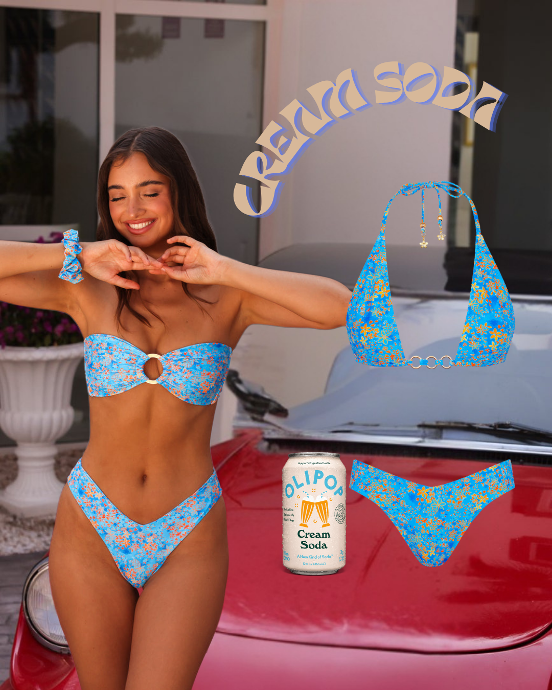 Kulani Kinis Cheeky V Bikini Bottom - Cream Soda (Olipop X Kulani
