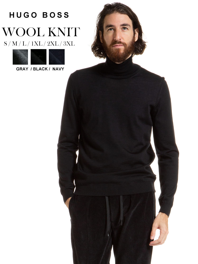 ヒューゴボス メンズ HUGO BOSS ウール タートルネック 長袖 ニット