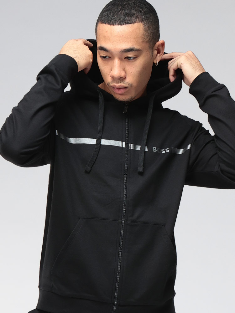 HUGO BOSS (ヒューゴボス) ラインロゴ スウェット フルジップ パーカー