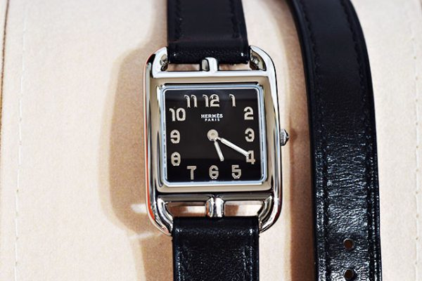 売切】エルメス ケープコッド PM 31mm ドゥブルトゥール SS×黒×レザー