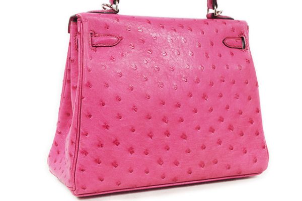 売切】エルメス ケリー25 オーストリッチ フューシャピンク □I刻印 S