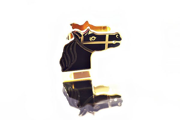 売切】エルメス ツイリーリング カドリージュ 馬 黒 ブラック×ゴールド