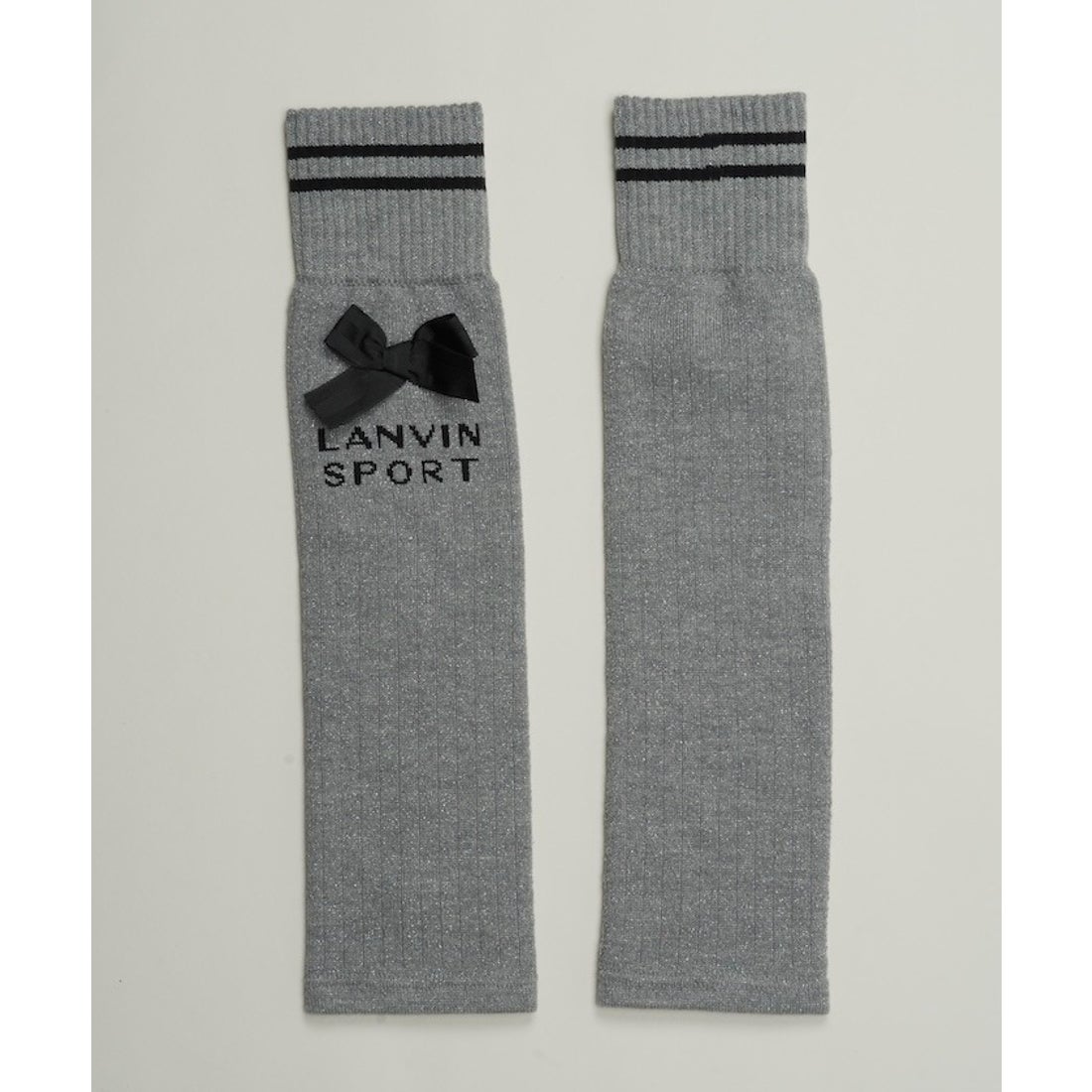 LANVIN SPORT リボン付きリブ編みニットレッグウォーマー -デサント