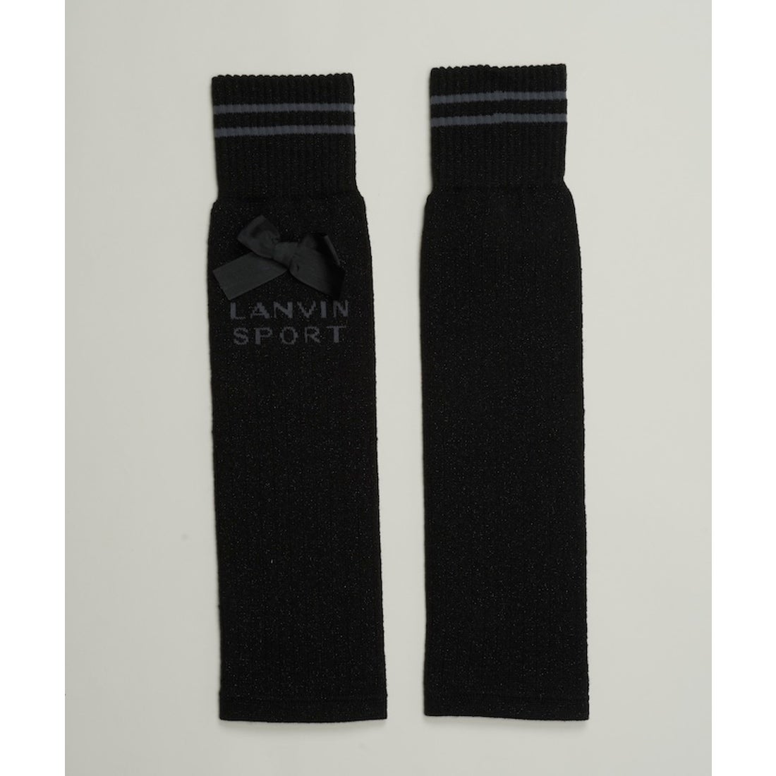 LANVIN SPORT リボン付きリブ編みニットレッグウォーマー -デサント