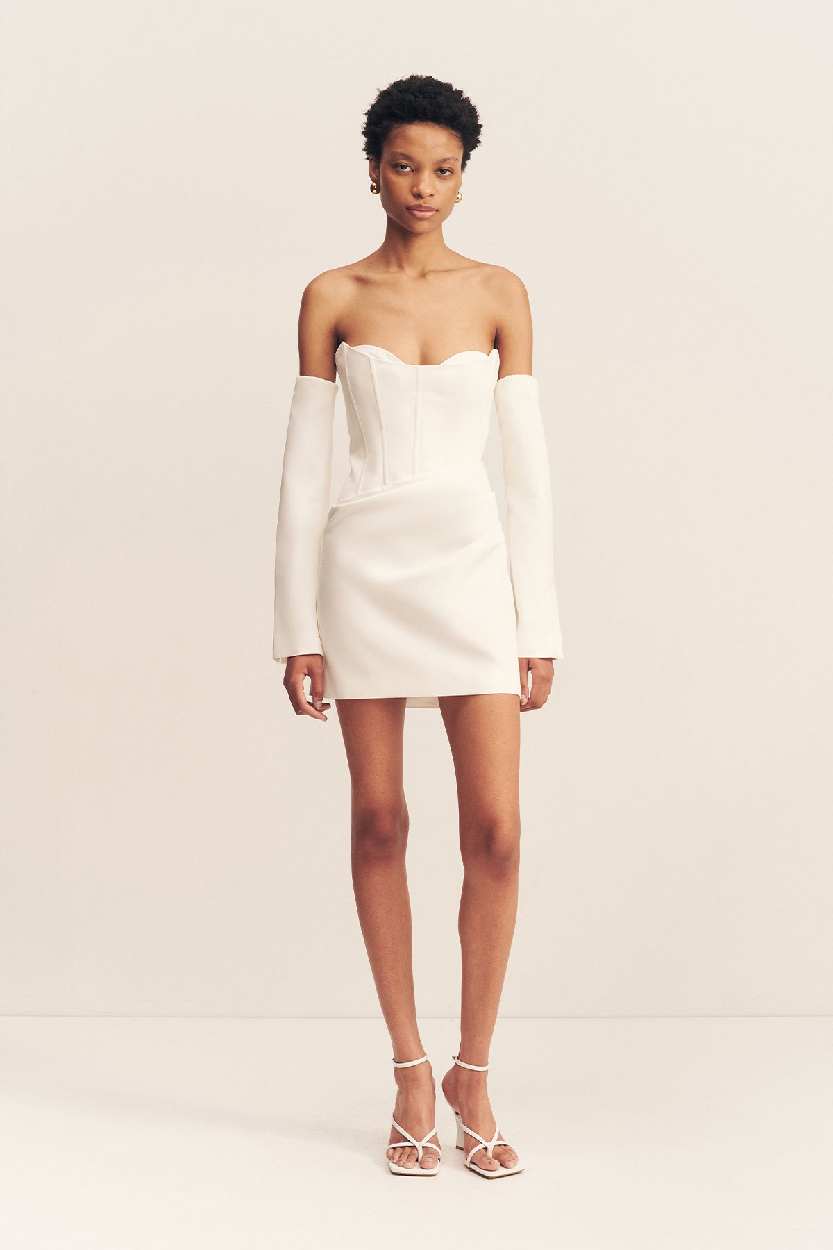 Oakley Strapless Draped Mini Dress | Ivory | Dresses | Shona Joy