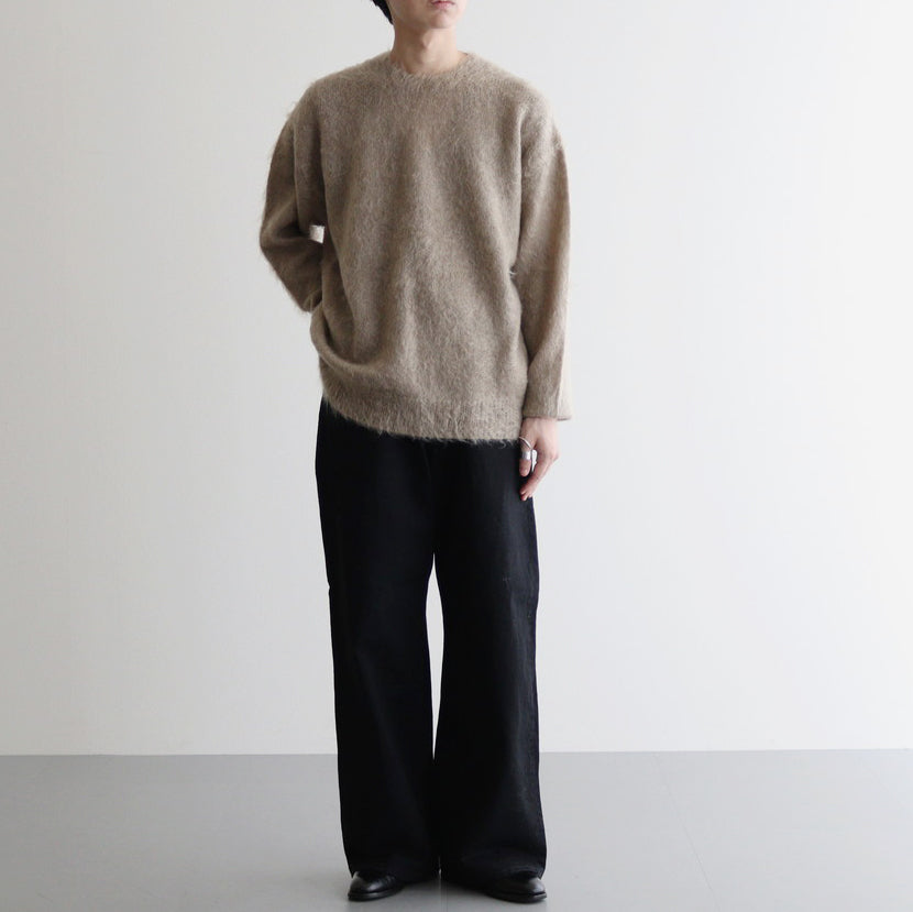 BRUSHED SUPER KID MOHAIR KNIT P/O #GRAY BEIGE [A24AP03KM] – ciacura