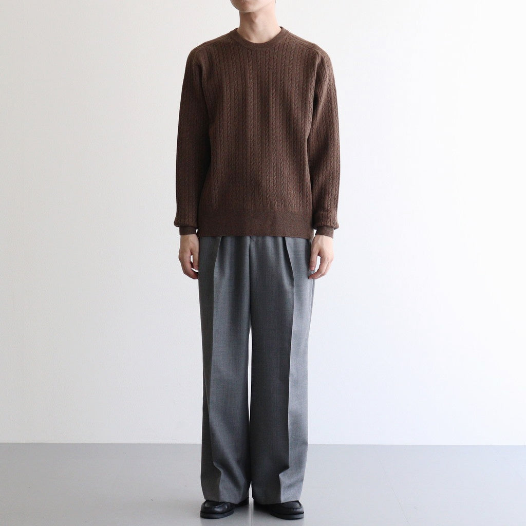 BLUEFACED WOOL TWO-TUCK SLACKS #GRAY STRIPE [A25AP05BS] – ciacura