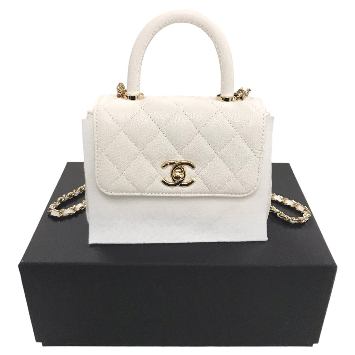 CHANEL(シャネル) ココハンドル14．5キャビアスキン2WAYハンドバッグ