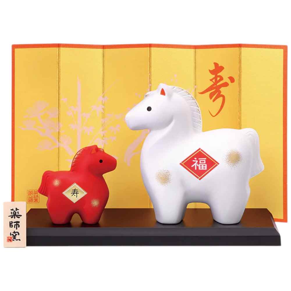 楽天市場】干支 午 置物 馬 うま 2026年/ 彩耀招福午(金福・松竹梅