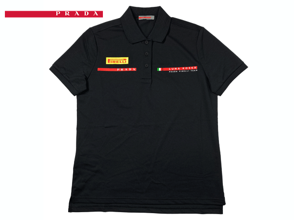 楽天市場】値下げ プラダ ポロシャツ PRADA NJ201D NERO ルナロッサ