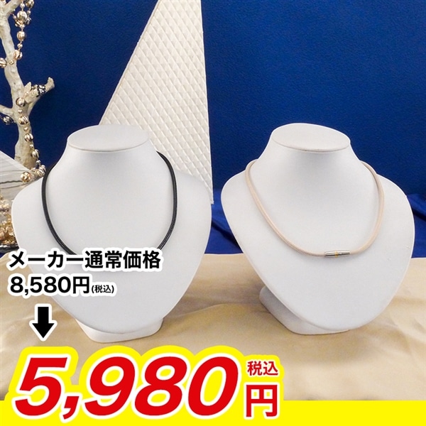 ファイテン磁気チタンネックレス(ブラックシルバー): 美容・健康