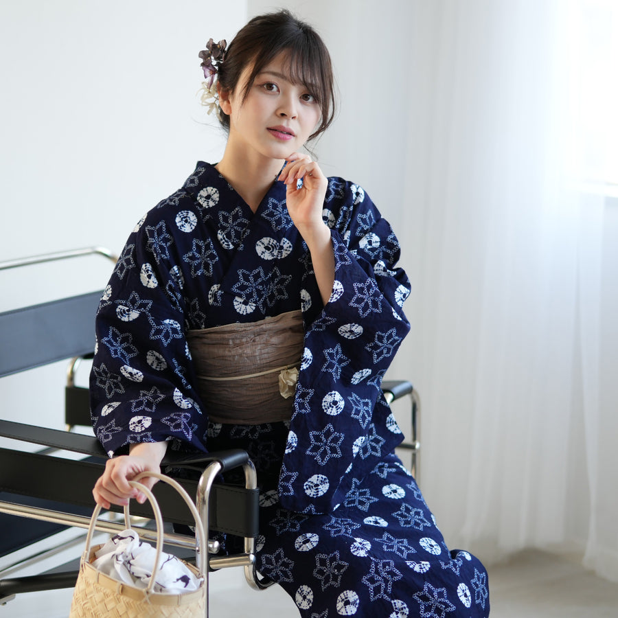 KL3167 有松鳴海絞り 浴衣 身丈153cm 夏着物 木綿 KL3167 有松鳴海絞り