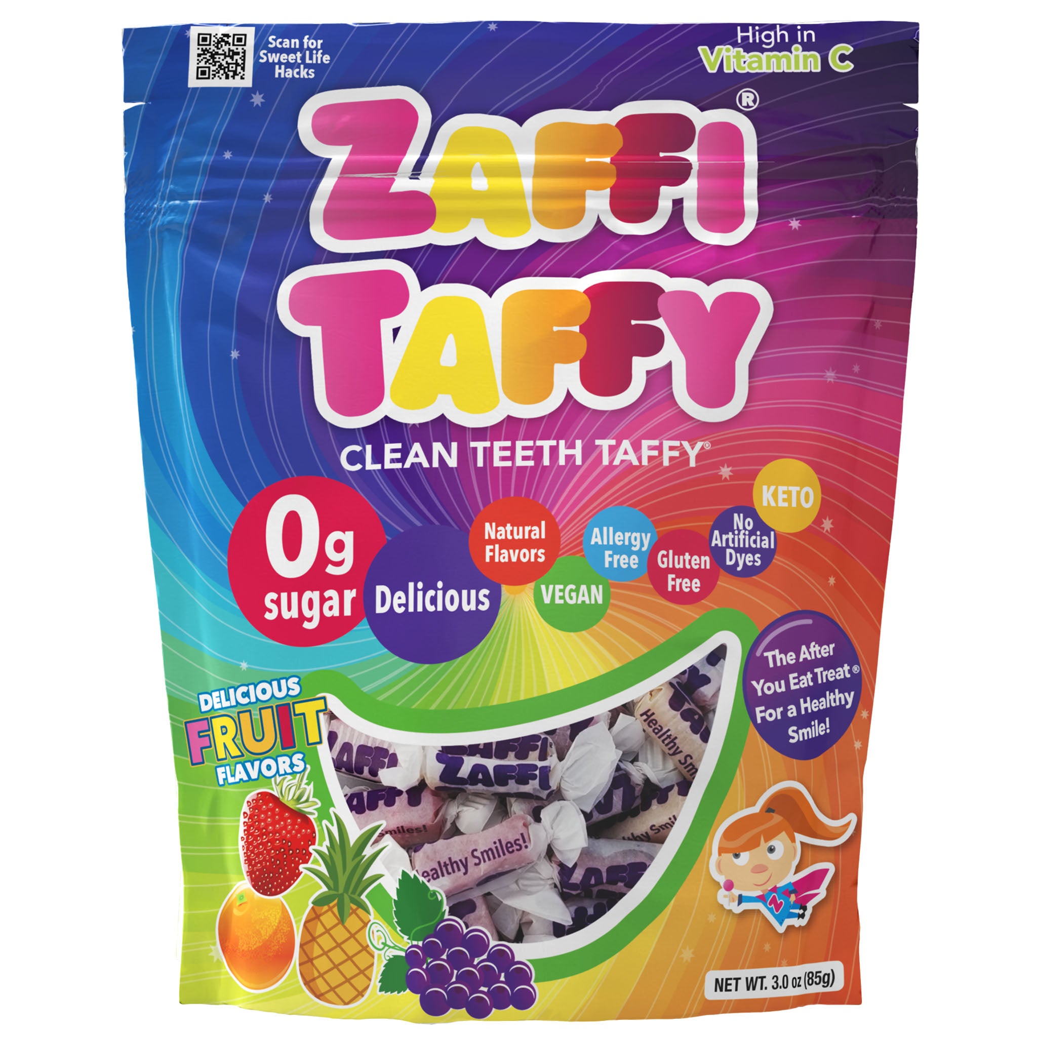 Zaffi® Sugar Free Taffy Fruit Flavor Assortment Bags (4 Sizes