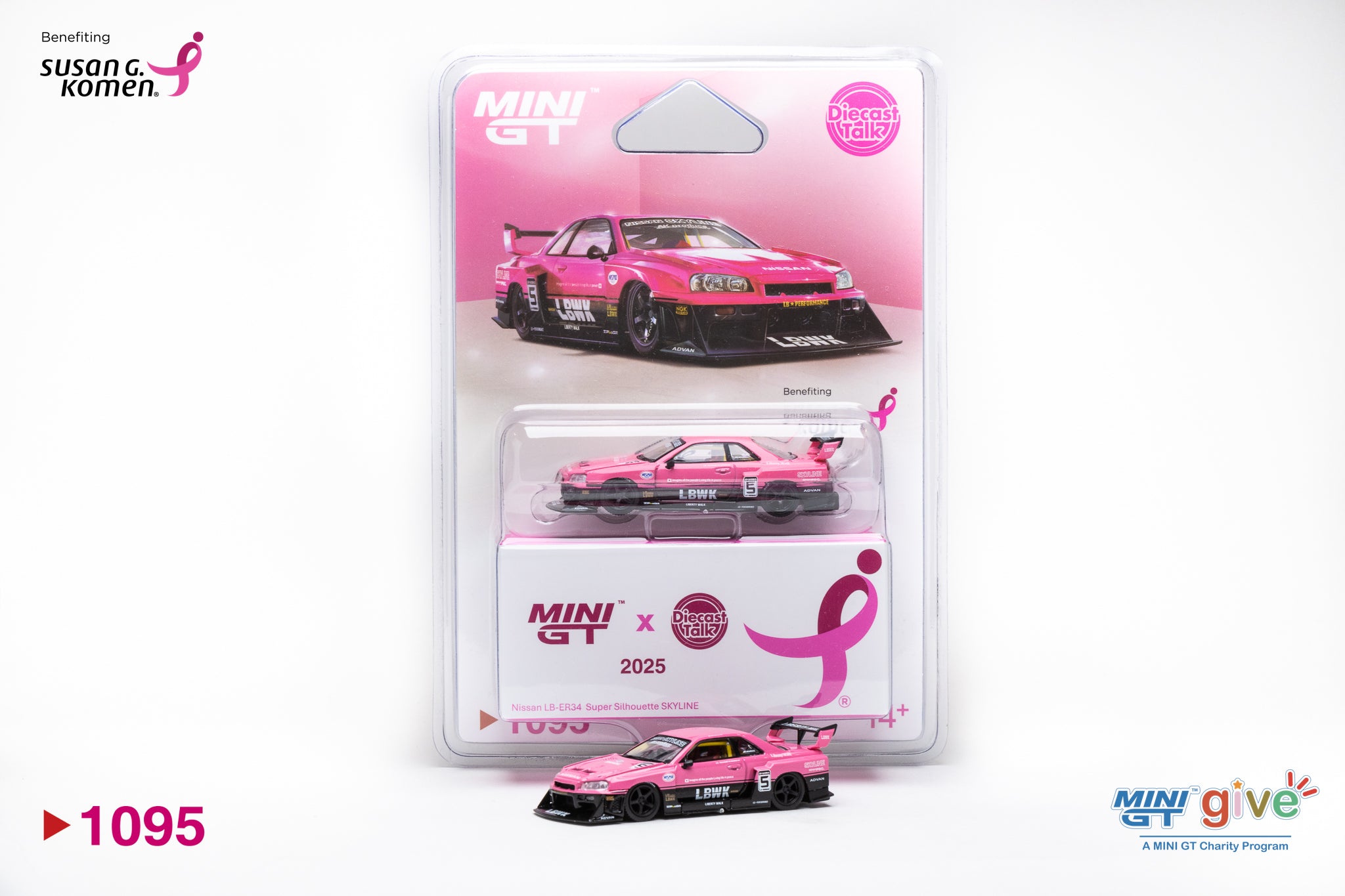 DiecastTalk X MiniGT Give 1/64 Nissan LB-ER34 Pink (PRE-SALE)