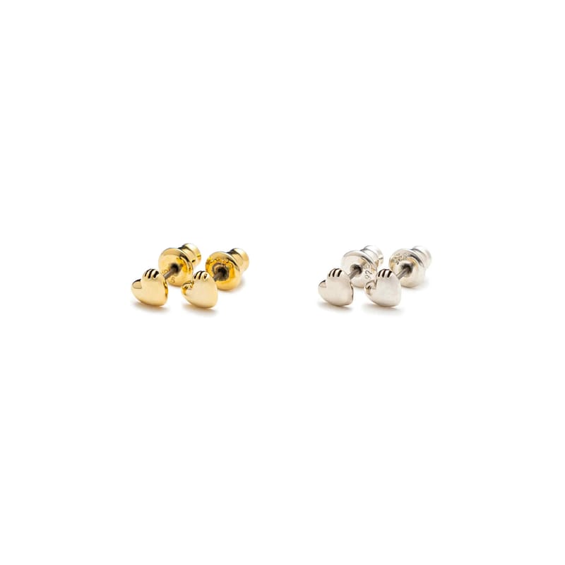 Human Made Heart Silver Earrings (2Colors)