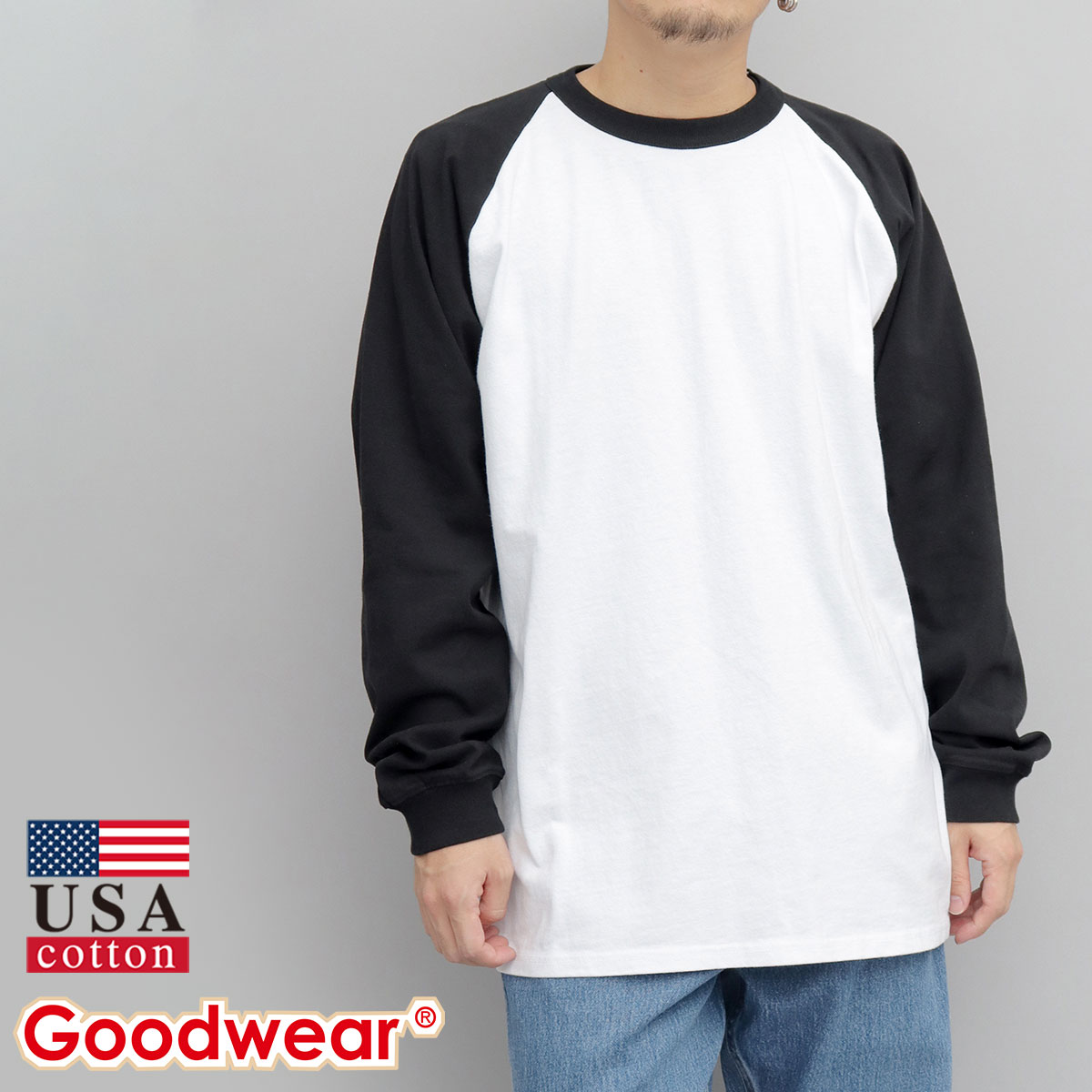 Goodwear（グッドウェア） ロングスリーブ ラグラン Tシャツ 長袖T
