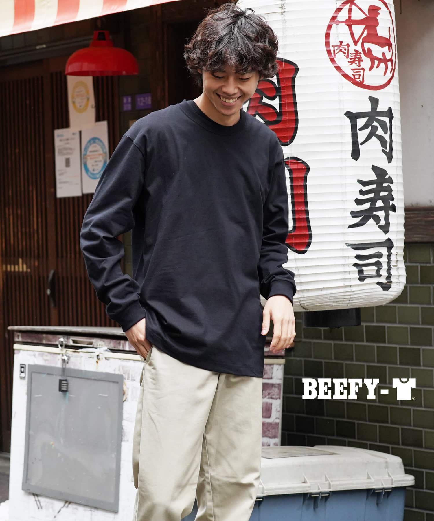 Hanes（ヘインズ） ロンT ビーフィー BEEFY 長袖 Tシャツ メンズ
