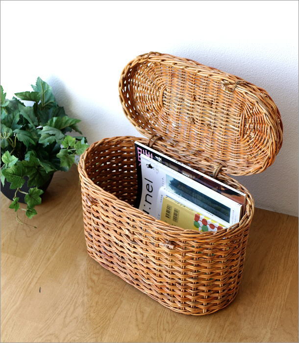 バスケット カゴ 収納かご おしゃれ ナチュラル ラタン 蓋つき