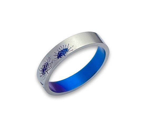 Hizm 彼岸花リング 4.5mm 紫×青 純チタン製 1-30号 チタンアクセサリー