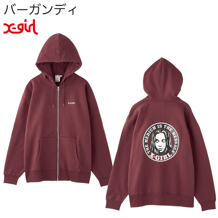 X-girl（エックスガール） スウェット パーカー CIRCLE LOGO AND FACE