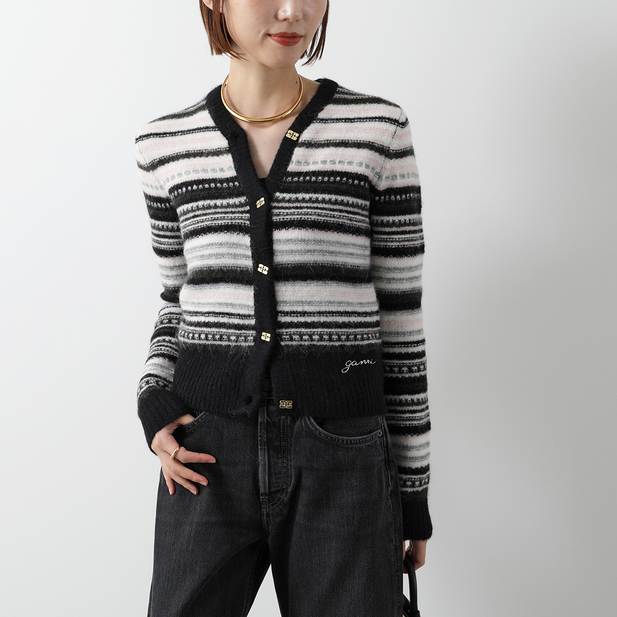 GANNI（ガニー） カーディガン Soft Wool Stripe Cardigan K2235 K2257