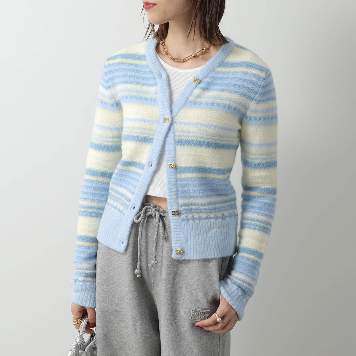 GANNI（ガニー） カーディガン Soft Wool Stripe Cardigan K2235 K2257