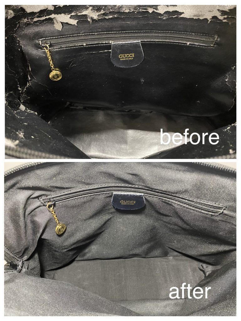 バッグ修理】GUCCI グッチ バンブー ハンドバッグ 内袋交換（内張交換