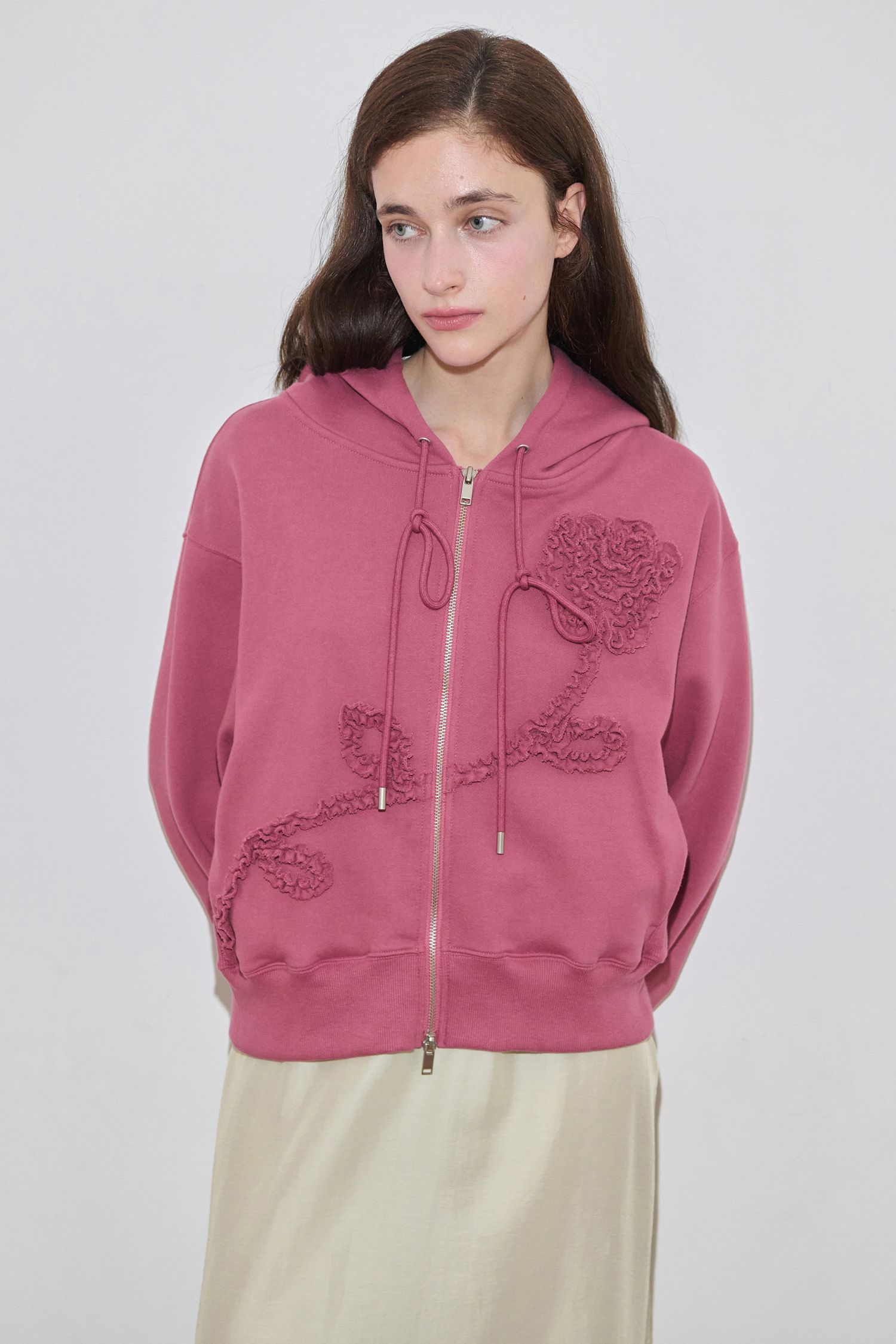 MUSINSA公式 | SINOON Rose Frill Hoodie Zipup (Rose)