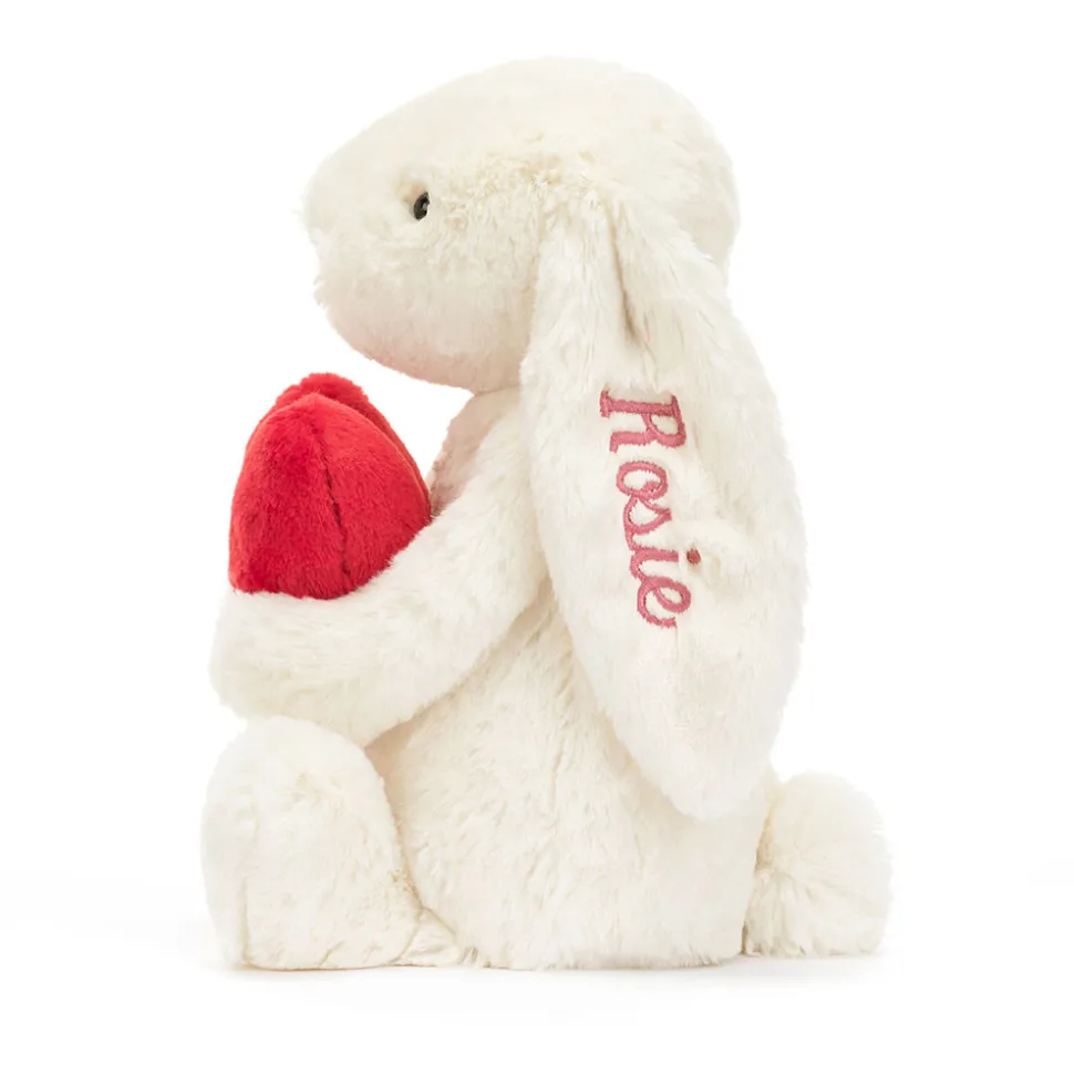 Personalised Bashful Red Love Heart Bunny Medium - Softly Gifts
