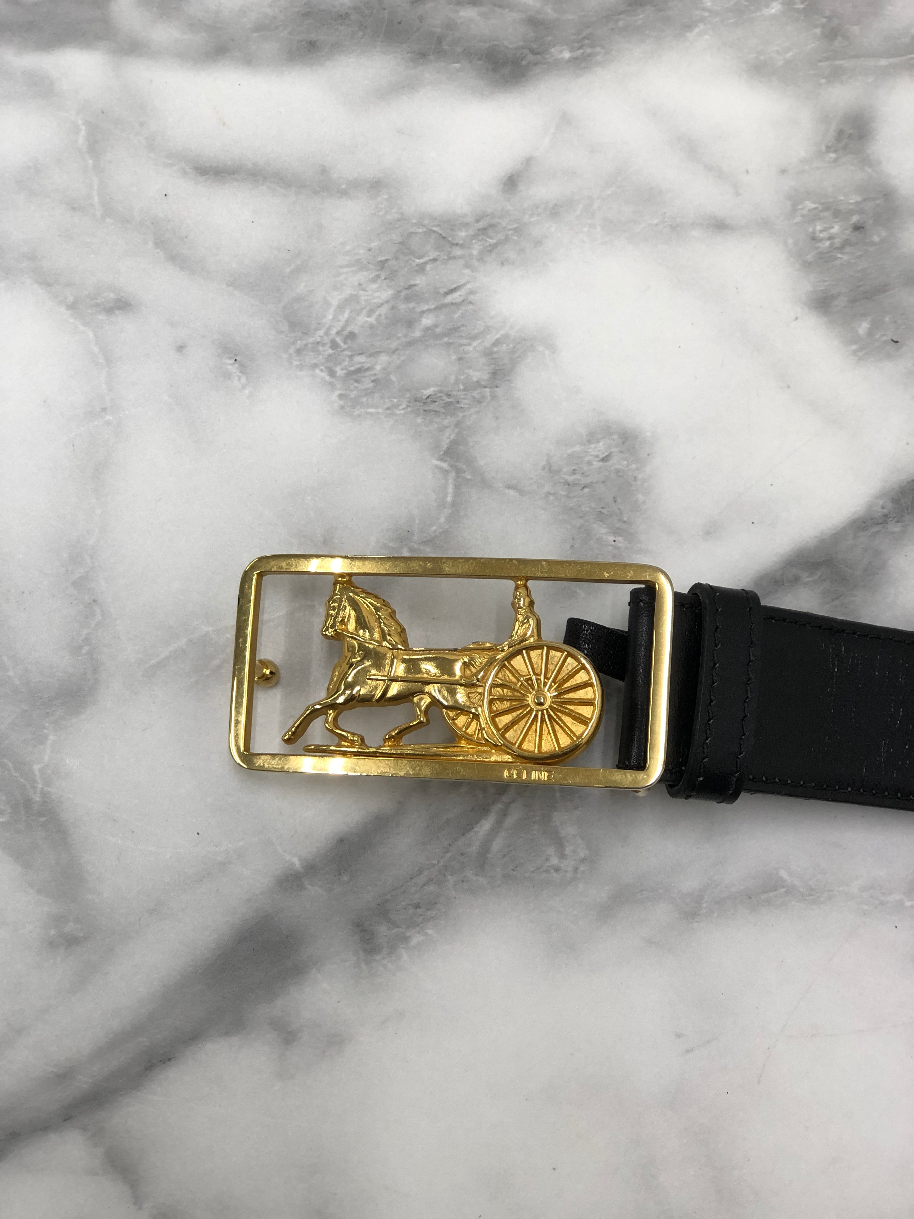 CELINE ブラックベルト ゴールドバックル 【公式通販】