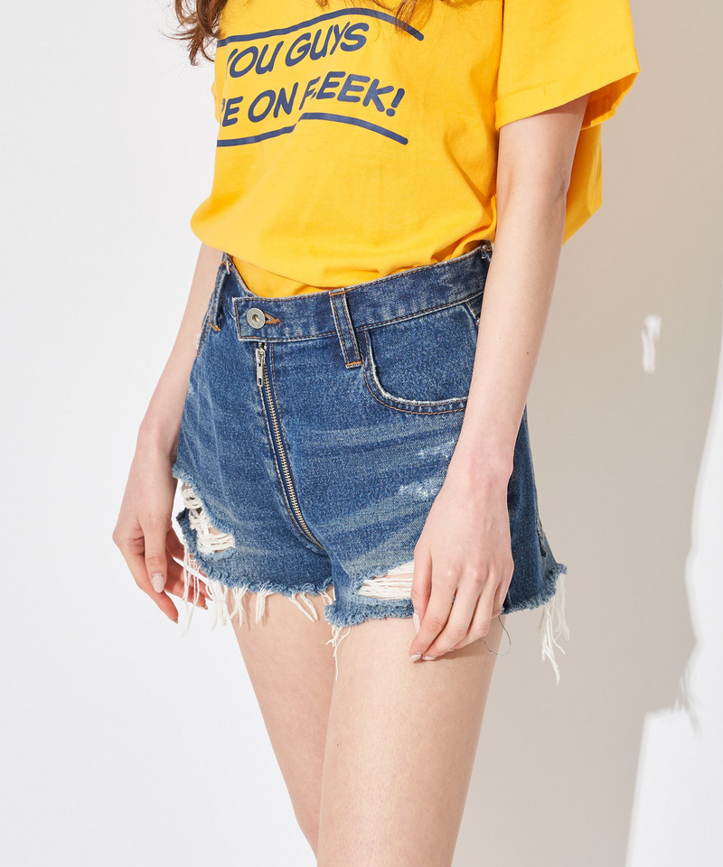 フルジップデニムショートパンツ｜SPIRALGIRL スパイラルガール 商品