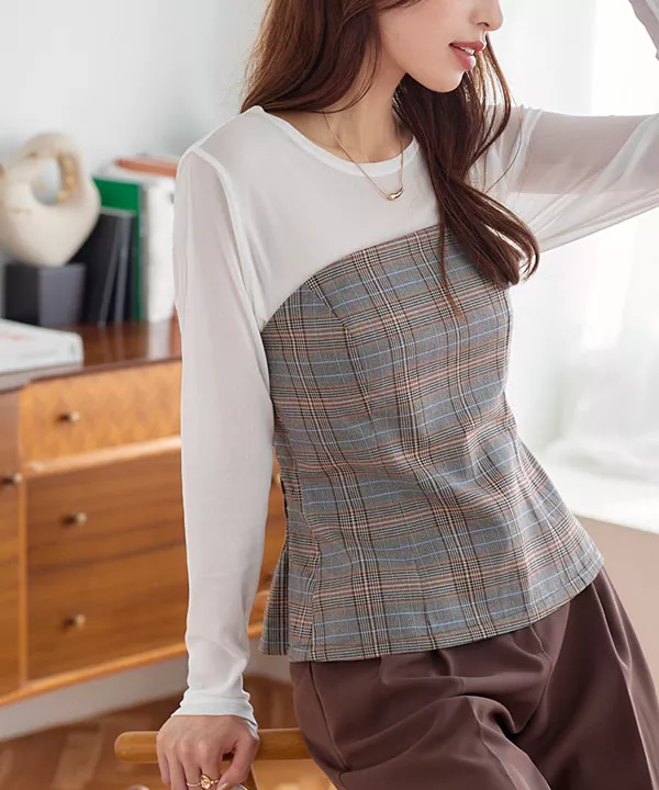 チェック柄ペプラムベアビスチェ [C6898]| SALE！ - レディース