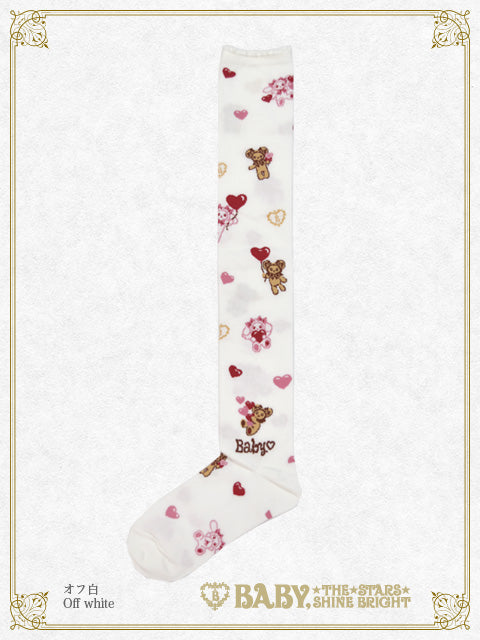 増産] くみゃちゃんのSweet Baby Love Heart柄オーバーニーソックス