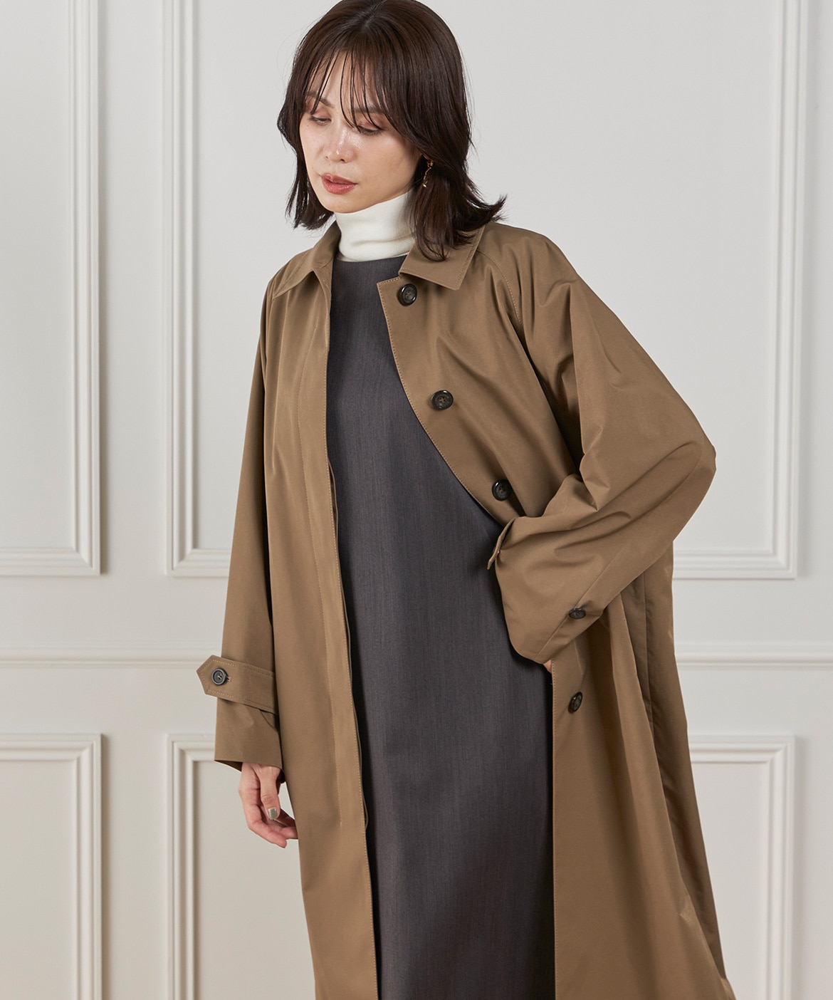 コクーンシルエットステンカラーコート《Aquascutum》｜INED（イネド