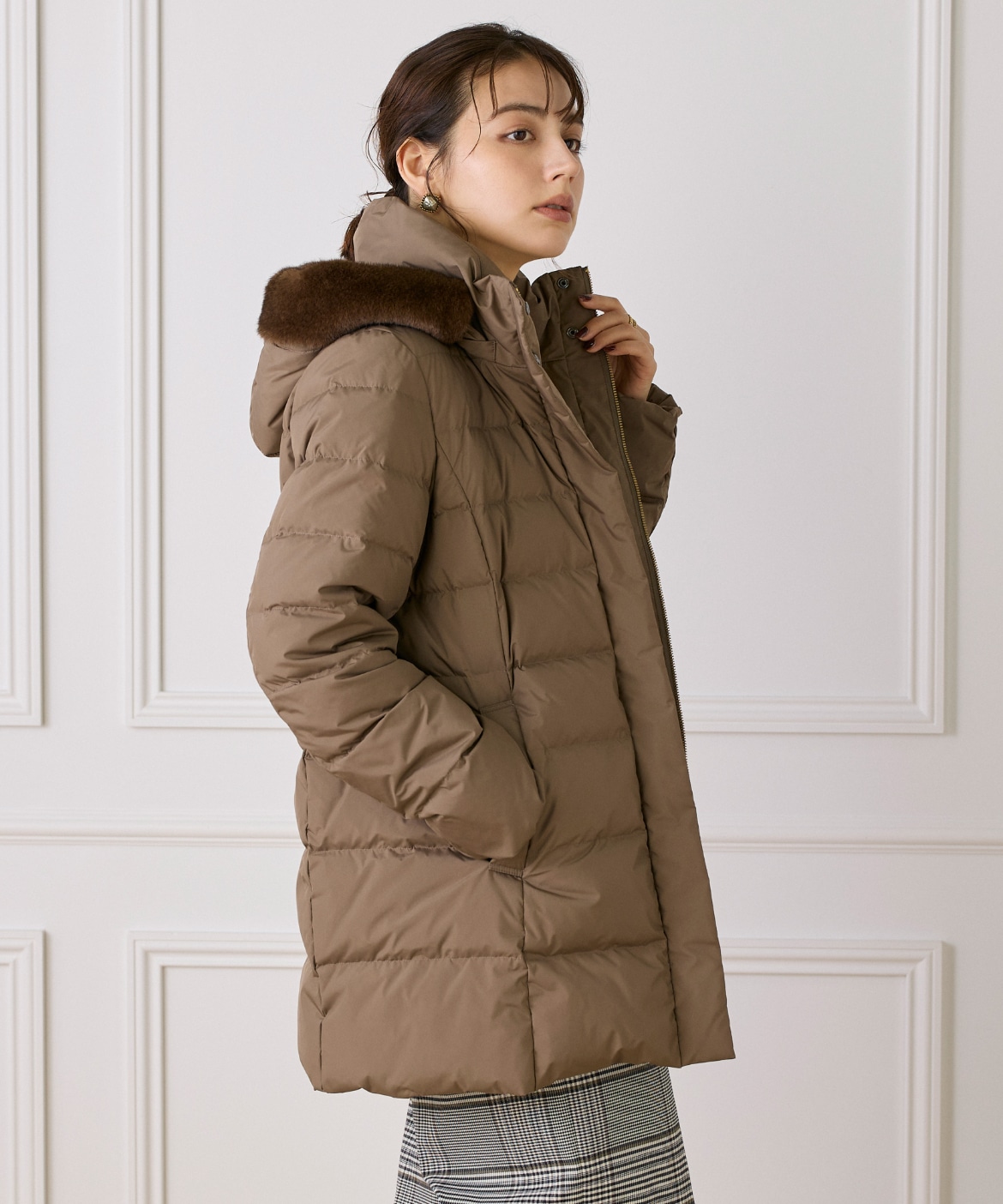 極美品 INED アンゴラ×ウール 2WAY フォックスファー ロングコート