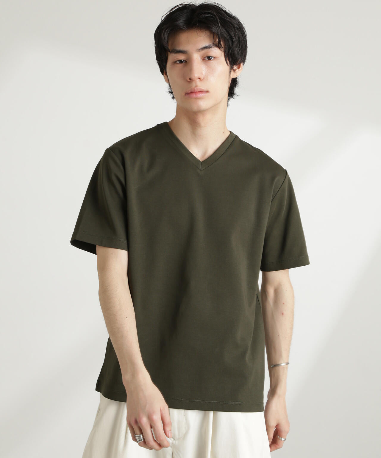 ダブルスムース Vネック Tシャツ 半袖
