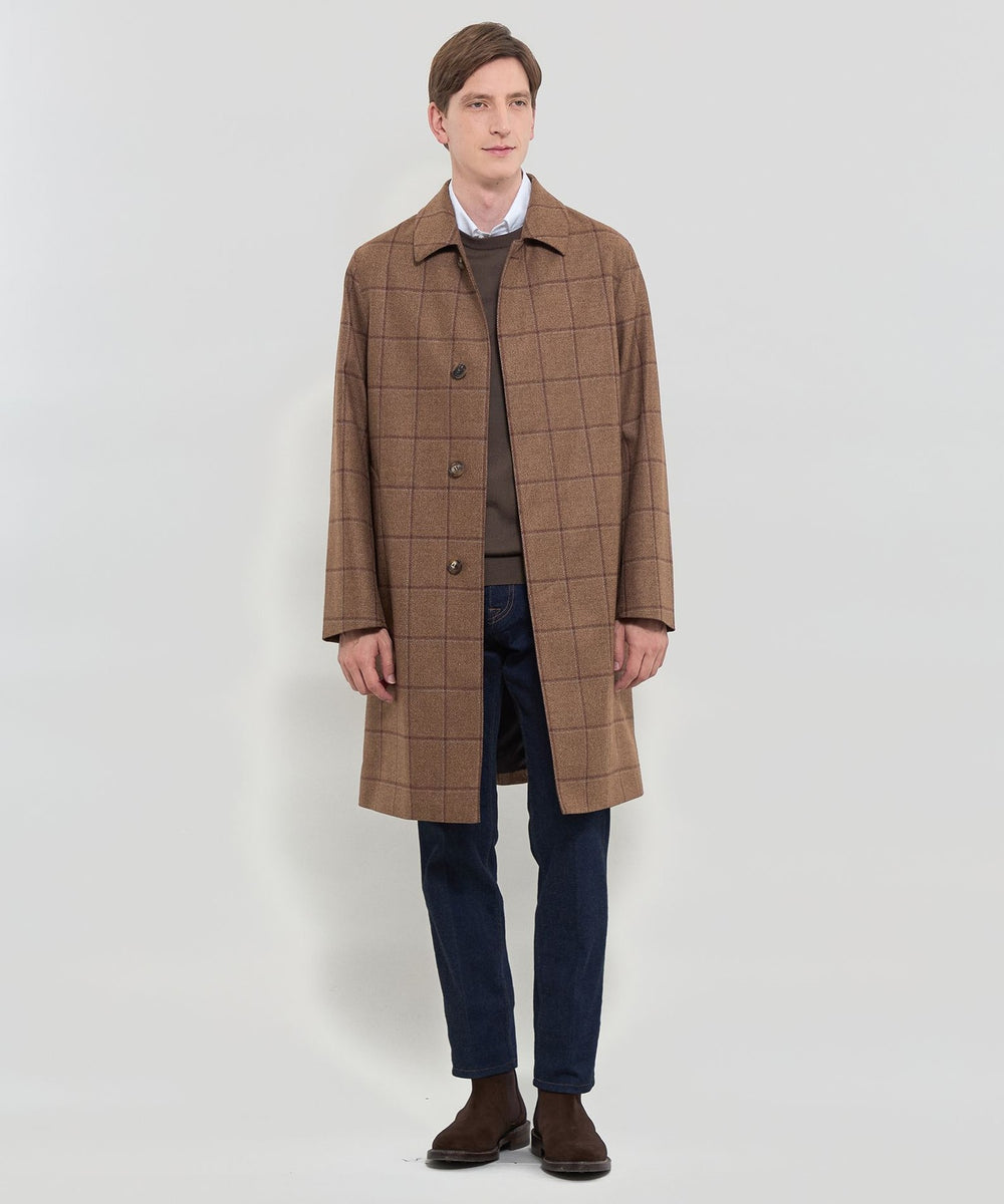 DUNFORD】【Loro Piana Fabric】チェックウールステンカラーコート
