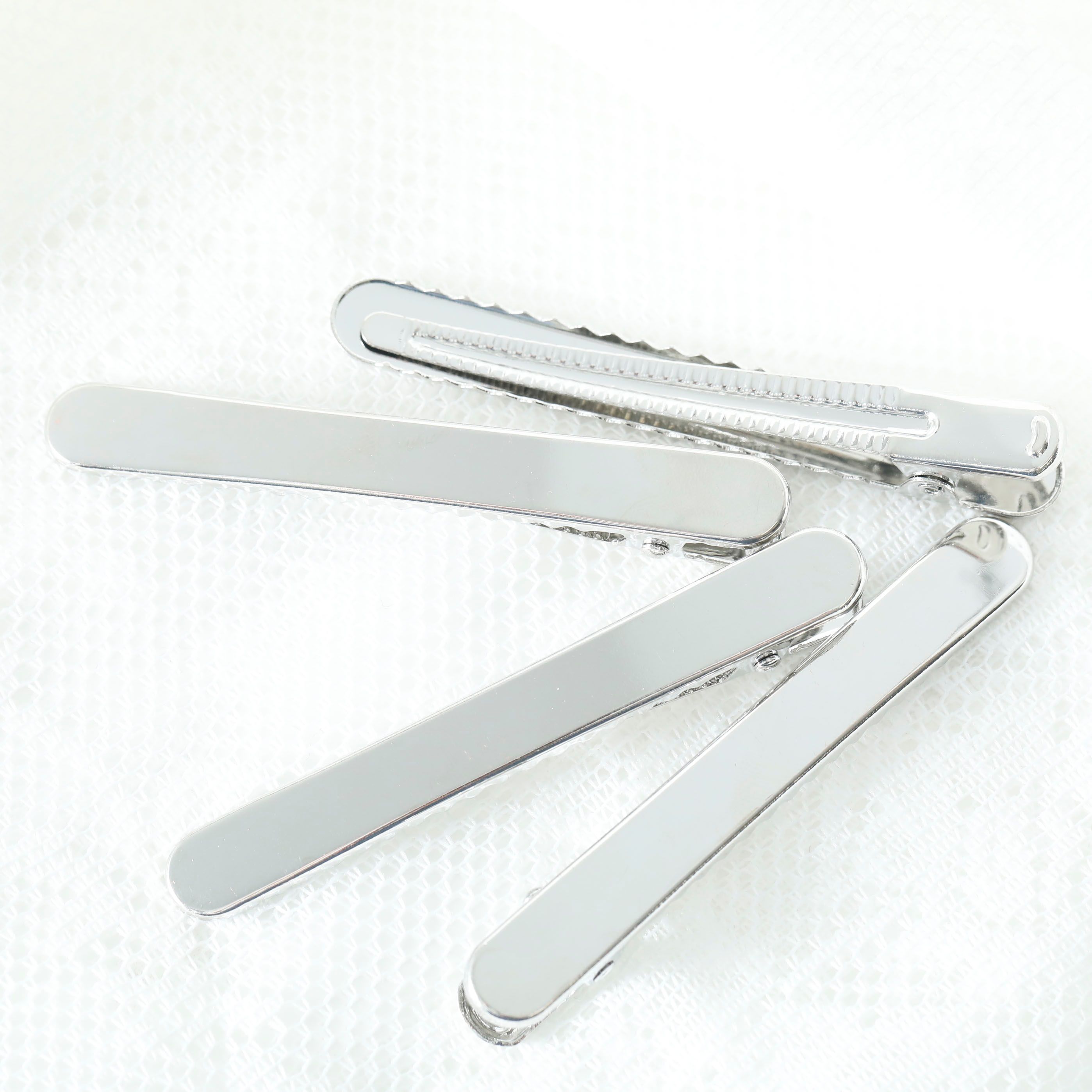 4本セット】ヘアクリップ ヘアピン ゴールド シルバー 楕円 10mm×80mm
