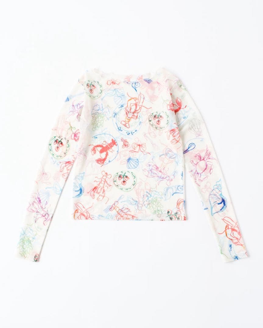 POPPY シースルー　トップス Blue ribbon see-through tops (High neck)