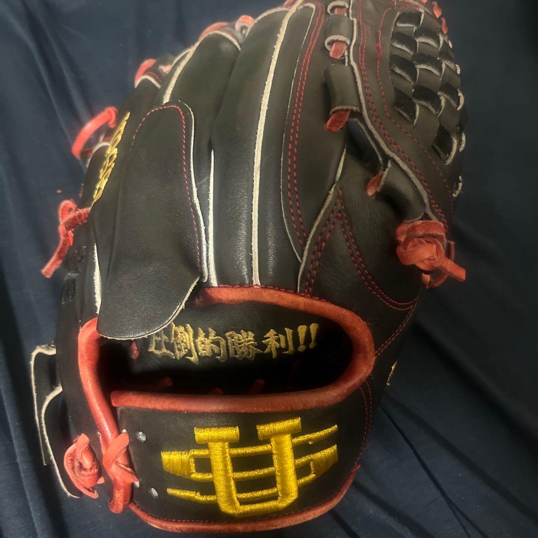 UPSET 野球グローブ 黒/赤 ゼット（ZETT） グローブ キッズ 少年軟式グラブ アクロキャッチ