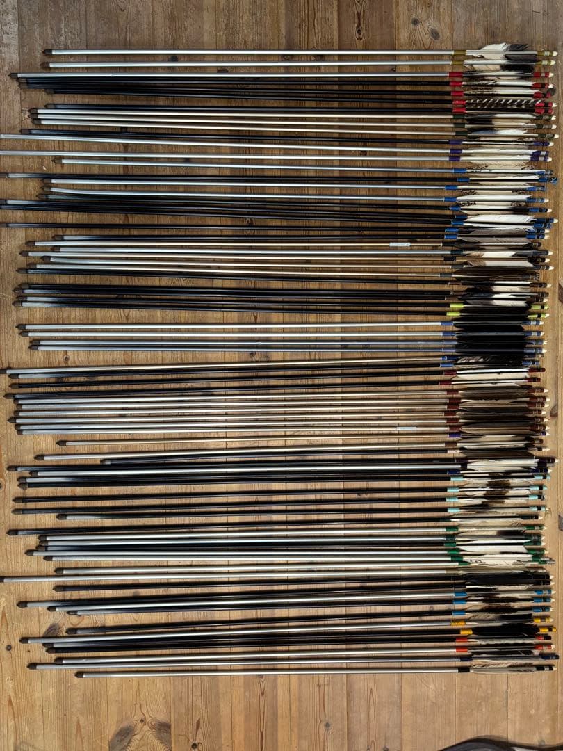 弓道ジュラ矢74本セット 弓道 矢 ジュラ矢 ターキー 天然トラ斑羽 1913｜6本組｜翠山弓具店