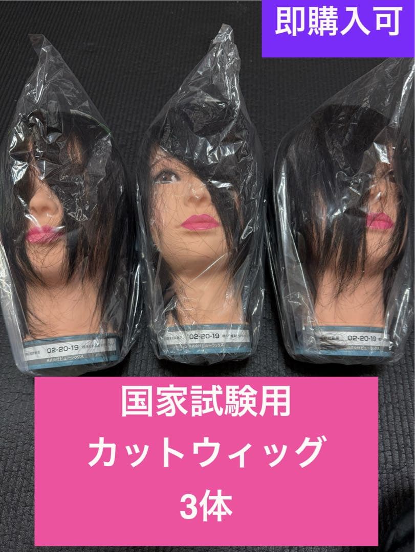 国家試験用カットウィッグ 3体セット 東京チャーム 24-12-13 モデルウィッグ ・練習用カットウイッグ【国家