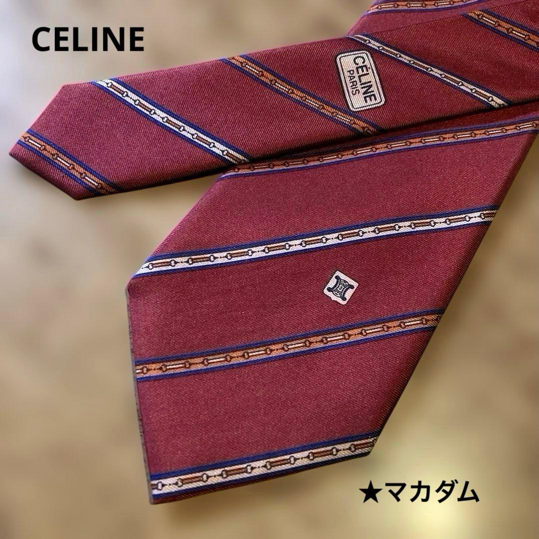 CELINE セリーヌ ネクタイ ☆マカダム.トリオンフ.ストライプ柄 - メルカリ