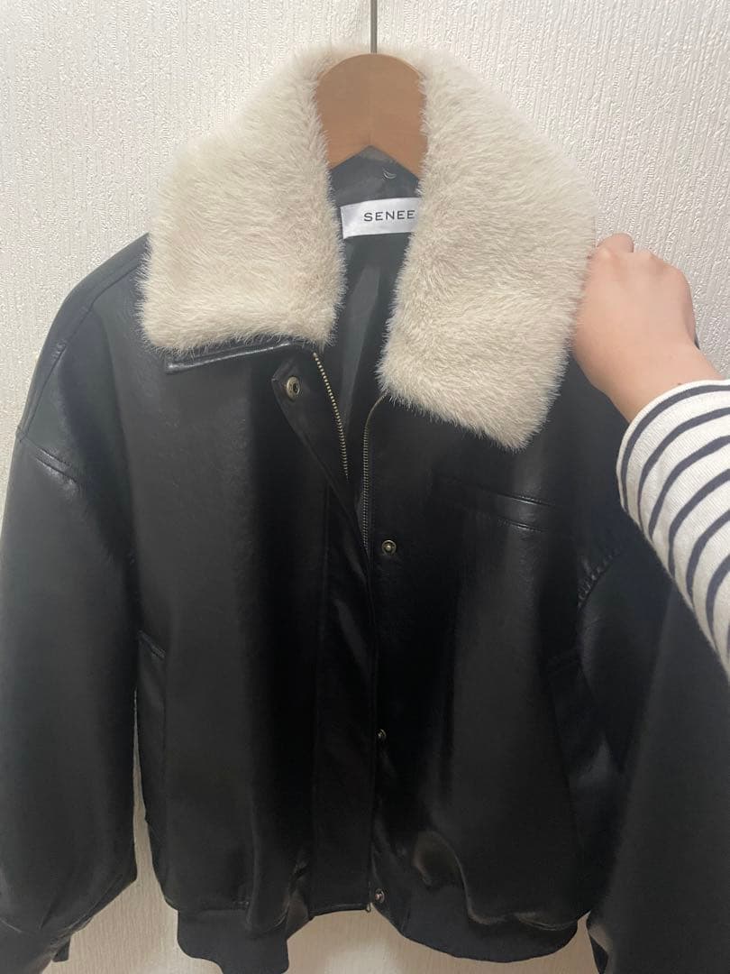 SENEE ブラック ボンバージャケット adidas PREMIUM ESSENTIALS PLEATHER BOMBER JACKET ブラック