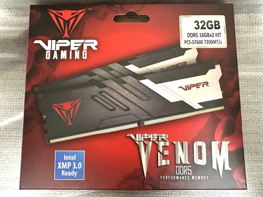メモリー Viper DDR5 32GB (2X16GB) 7200MHz Patriot Memory Viper Venom DDR5 RAM 32GB (2X16GB) 7200MHz CL34
