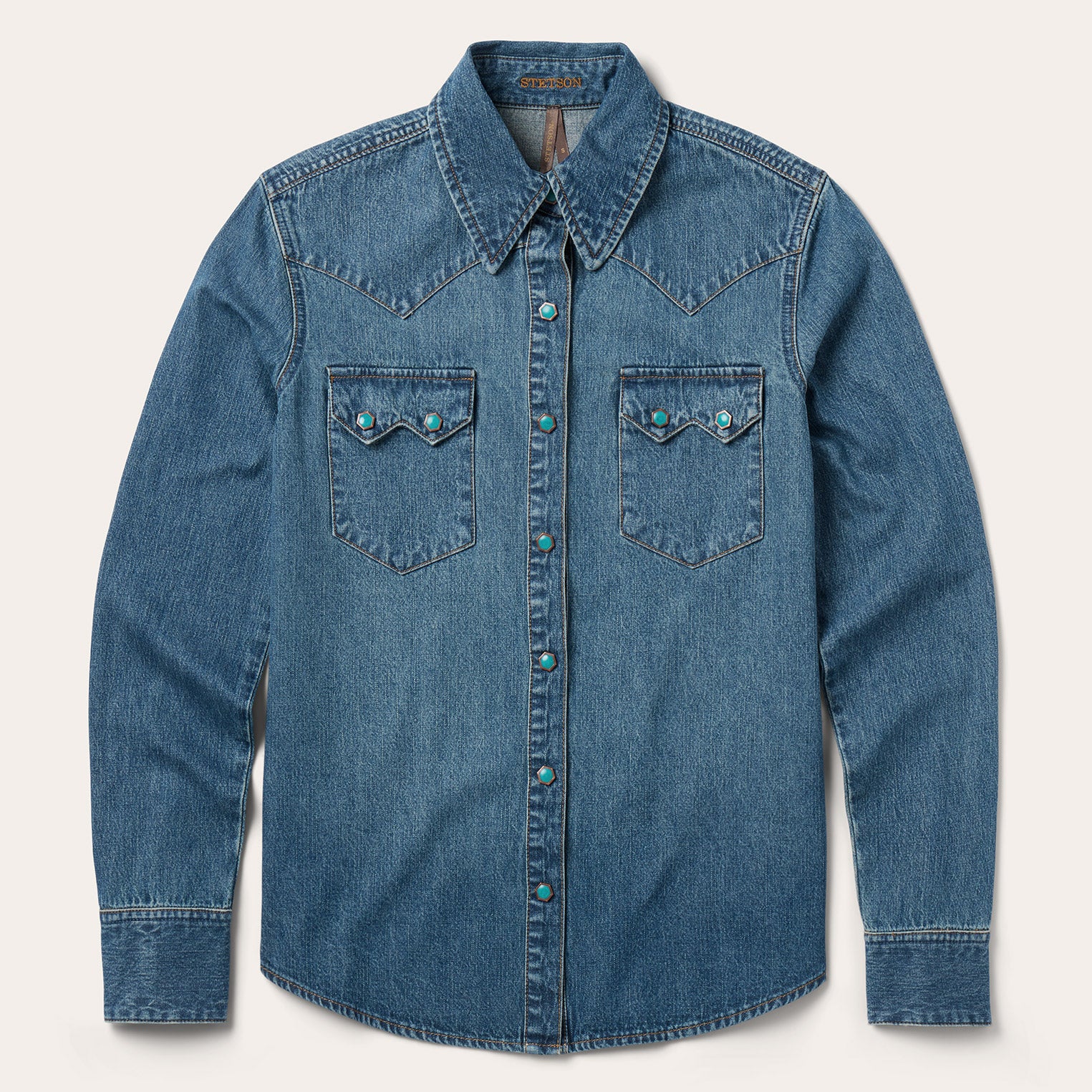 Turquoise Snap Western Denim Shirt | Stetson