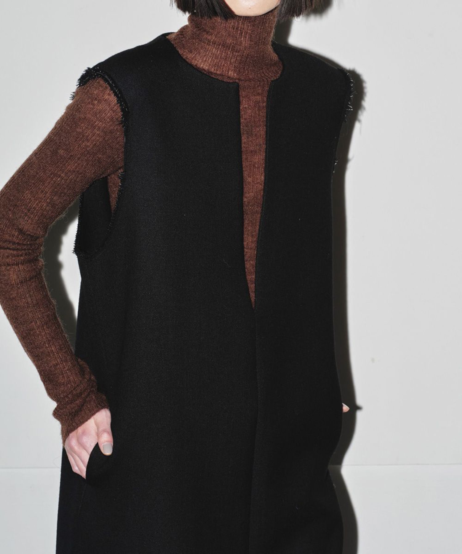 Doubleface Wool Keyneck Dress(36 BLACK): TODAYFUL: WOMENS