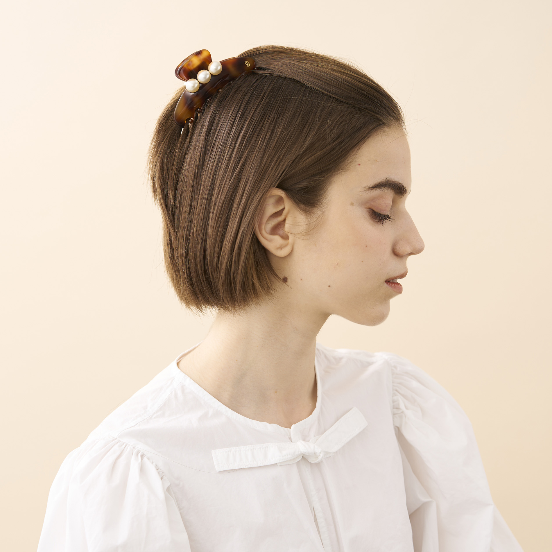 アレクサンドルドゥパリ ヘアクリップ フルーレット ベージュ 花